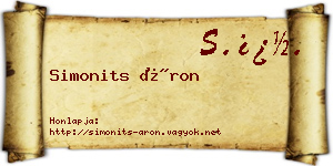 Simonits Áron névjegykártya