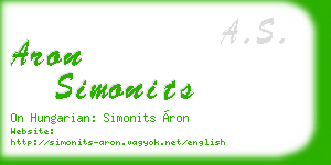 aron simonits business card